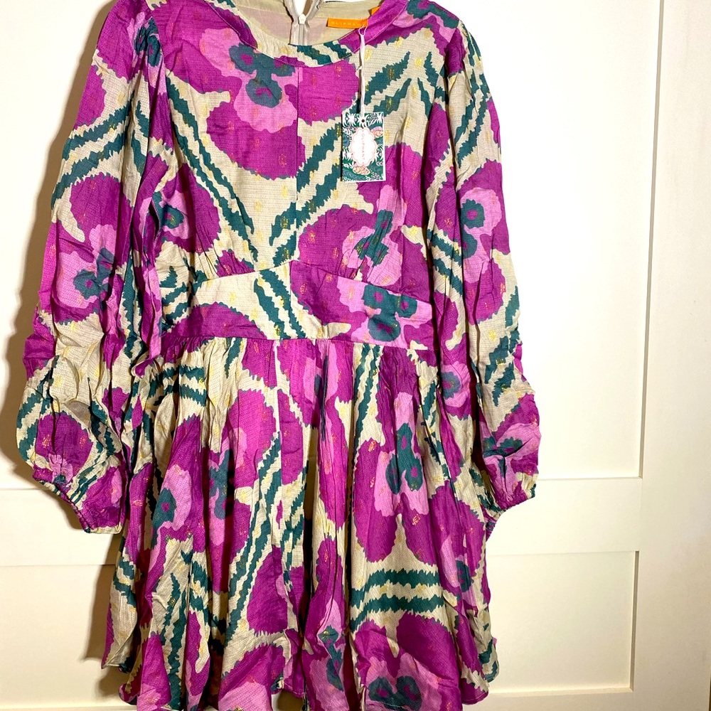 New Oliphant Bloom waisted mini dress. Patola Purpuple.